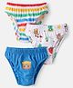 Babyhug 100% Cotton Knit Briefs with Stripes & Bear Print Pack of 3 - Blue & White