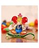 eCraftIndia Multicolor Double Sided Crystal Lord Ganesha Idol On Leaf Statue For Home, Office, And Car Dashboard