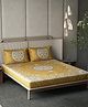 D Decor 100% Cotton Ethnic 145 TC King Bedsheet With 2 Pillow Covers - Golden