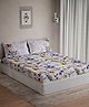 D Decor 100% Cotton Floral 145 TC Double Bedsheet With 2 Pillow Covers - Purple