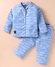 Enfance Core Cotton Woven Full Sleeves Typography Printed Coordinating Night Suit Set - Blue