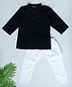 KLINGARU Cotton Full Sleeves Solid Kurta Pyjama Set - Black