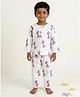 KLINGARU Cotton Knit Full Sleeves Giraffes Printed Coordinating Tee & Pajama Set - Pink