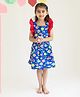 KLINGARU Cotton Frill Sleeves Fishes Printed Dress - Blue