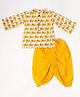 KLINGARU Cotton Full Sleeves Kamdhenu Printed Dhoti Kurta Set - Mustard Yellow