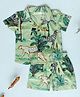 KLINGARU Cotton Half Sleeves Wild Animals Printed Shirt With Coordinating Shorts Set - Green