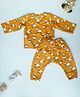 KLINGARU Cotton Knit Full Sleeves Sheep Printed Coordinating Jhabla & Pajama Set - Mustard Yellow