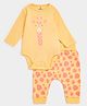 Mothercare Cotton Full Sleeves Giraffe Printed Onesie With Joggers - Yellow