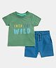 Mothercare Cotton Half Sleeves Typography Printed Tee & Shorts Set - Multi Colour