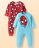 Babyhug Marvel Interlock Knit Full Sleeves Rompers With Spider-Man Graphics Pack of 2 - Light Blue & Red