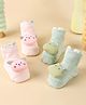 Kicks & Crawl Pack Of 2 Froggy Friends Socks - Peach & Grey