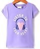 Lazy Bones Sinker Knit Half Sleeves T-Shirt with Listen To  Your Heart Text Print - Purple
