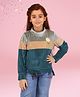 Cutecumber Full Sleeves Colour Blocked & Floral Patch Detailed Top - Teal