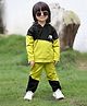 MASHUP Cotton Looper Full Sleeves Colour Blocked Hooded Tee With Coordinating Joggers Set - Black & Green