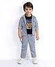 MASHUP Cotton Full Sleeves Solid Jacket With Animals Printed Tee & Coordinating Pant Set - Blue
