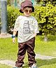 MASHUP Cotton Half Sleeves Television Printed   Tee With Solid Baggy Pant & Bucket Cap Set - Brown