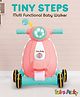 Tiny Step Baby Walker Early Education Activity Center with Lights Sounds and Ball Game Baby Push Walker - Red & Green