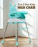 3 Point Safety Harness High Chair with Cushion - Light Blue