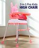 3 Point Safety Harness High Chair with Cushion - Pink