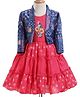 Enfance Floral Embroidered & Foil Printed Dress With Jacket - Pink