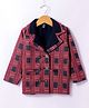 Enfance Full Sleeves Checked Textured Jacket - Maroon