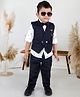 BAD BOYS Premium Cotton Full Sleeves Checked 3 Piece Party Suit Set - Navy Blue