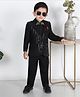 BAD BOYS Cotton Rayon Full Sleeves Foil Striped 3 Piece Party Suit Set - Black