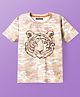 Pine Kids Cotton Knit Half Sleeves Tiger Printed T-Shirt - White
