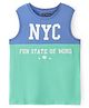 Pine Kids Cotton Knit Sleeveless Tank T-Shirt with Text Print - Blue & Mint Green