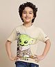 Kidsville Cotton Star Wars Featuring Half Sleeves Mandalorian Printed Tee - Off White