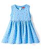 Babyhug Single Jersey Knit Sleeveless Frock With Star Print - Light Blue