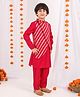 MASTARANG Full Sleeves Solid Kurta & Pyjama With Chevron Foil Printed Jacket Set - Fuchsia