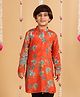 MASTARANG Full Sleeves Floral Printed Kurta - Orange