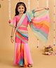 MASTARANG Half Flutter Sleeves Blouse & Gota Lace Embellished Saree With Draped Dupatta - Multi Colour