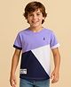 Pine Kids Cotton Knit Half Sleeves Cut & Sew T-Shirt - Navy Blue White & Lavender