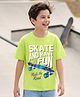 Pine Kids Cotton Knit Half Sleeves T-Shirt with Text Print - Limegreen