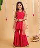 MASTARANG Sleeveless Ethnic Foil Printed Kurta With Coordinating Sharara & Dupatta Set - Fuchsia