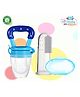 The Cheeky Kidzz Baby Soft Silicone Bristles Finger Toothbrush With Fruit Nibbler Soother Teether Teething BPA Free (BLUE)