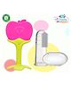 The Cheeky Kidzz Baby Soft Silicone Bristles Finger Toothbrush With Fruit Shape Standing Teether Teething BPA Free (PINK)