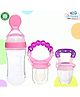 The Cheeky Kidzz Baby 2 Fruit Food Vegetable Nibblers Soother Teether With 1 Squeeze Silicone Spoon Feeder (PINK)
