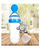 The Cheeky Kidzz Baby Fruit Vegetable Nibbler Soother Ear Teether With Soft Silicone Squeeze Spoon Bottle BPA Free (BLUE)