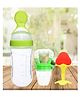 The Cheeky Kidzz Baby Silicone Fruit Shape And Fruit Nibbler Soother Teether With Squeeze Spoon Bottle (GREEN)