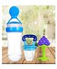 The Cheeky Kidzz Baby Silicone Fruit Shape And Fruit Nibbler Soother Teether With Squeeze Spoon Bottle (BLUE)