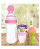 The Cheeky Kidzz Baby Silicone Fruit Shape And Fruit Nibbler Soother Teether With Squeeze Spoon Bottle (PINK)