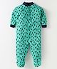 Kidi Wav Cotton Full Sleeves Abstract Printed Sleepsuit - Green