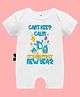 The Peppy Tend 100% Cotton New Year Theme Half Sleeves Cant Keep Calm Its My First New Year Text Printed Romper - White