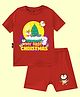 The Peppy Tend 100% Cotton Christmas Theme Half Sleeves My First Christmas Text Printed Tee With Shorts Set - Red