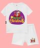 The Peppy Tend Christmas Theme 100% Cotton Half Sleeves Merry Christmas Printed Tee & Shorts Set - White