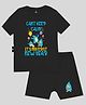 The Peppy Tend New Year Theme 100% Cotton Half Sleeves Cant Keep Calm Its My First New Year Text Printed Tee & Shorts Set - Black