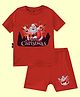 The Peppy Tend Christmas Theme 100% Cotton Half Sleeves My First Christmas Text Printed Tee & Shorts Set - Red